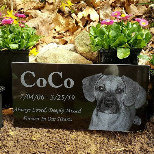 12x6 memorial Dog Tombstone, pet memorial with your dog/pet picture, graver marker, pet stone, dog headstone, ships for FREE within the US