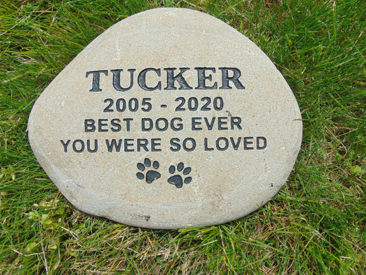 Pet headstone 11"- xl pet memorial - custom engraved - these are real rock - not resin - river rocks perfect for engraving.