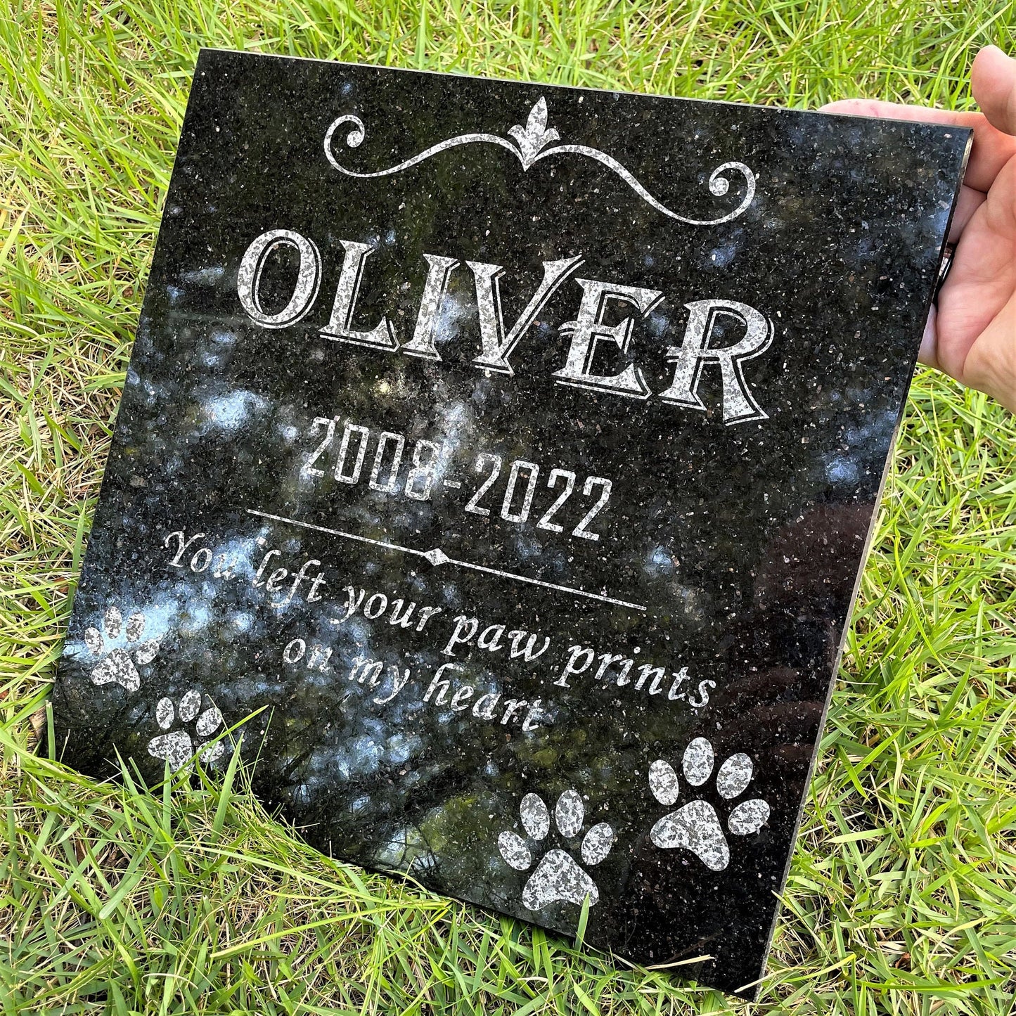 Custom Pet Memorial Stone Black Granite Personalized 6x12 12x12 12x18 12x24 Dog Memorial Pet Grave Marker for Dog Cat Horse Lizard Headstone