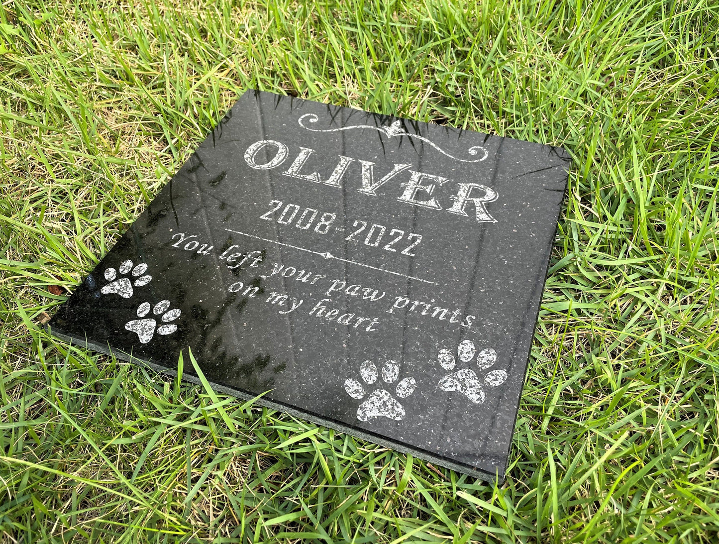 Custom Pet Memorial Stone Black Granite Personalized 6x12 12x12 12x18 12x24 Dog Memorial Pet Grave Marker for Dog Cat Horse Lizard Headstone