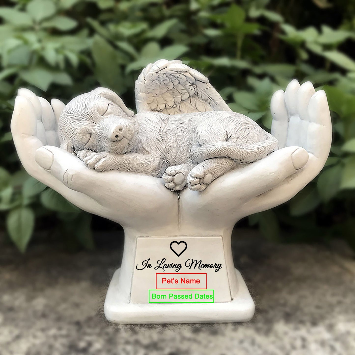Personalized Dog Pet Grave Markers Memorial Angel Statue Stone, Dog Pet Headstone Garden Stone,in Loving Memory of Pet Lost Gift, 7 Inch(H)