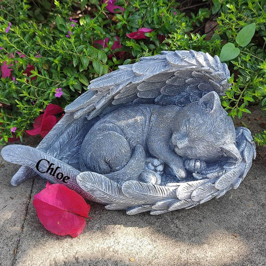 Personalized Angel Cat Memorial Stone, Loss of Cat Memorial Gift, Angel Cat Grave Markers with Name, Cat Headstone Tombstones Garden Stone