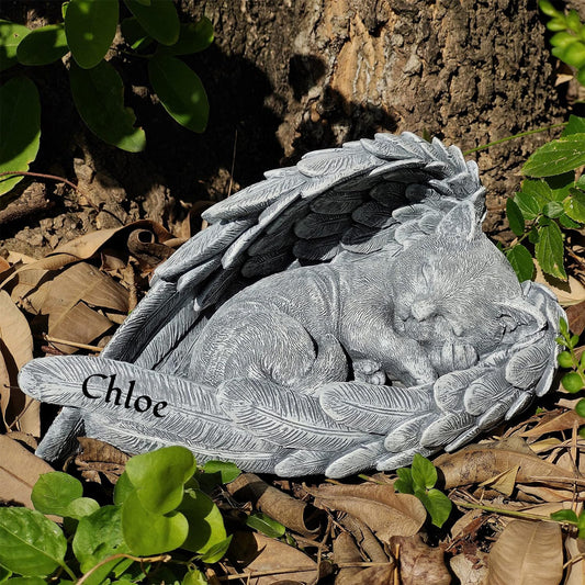 Personalized Angel Cat Memorial Stone, Loss of Cat Memorial Gift, Angel Cat Grave Markers with Name, Cat Headstone Tombstones Garden Stone
