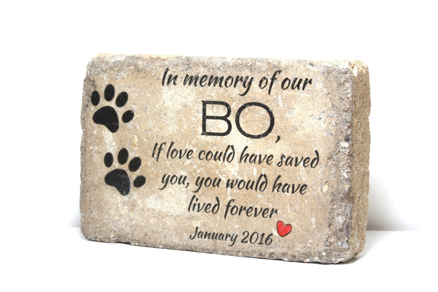 Pet Memorial Stone. 6x9 CUSTOM Burial Marker. Tumbled (Concrete) Paver Stone. Outdoor or Indoor Dog or Cat Memorial Stone. Pet Marker