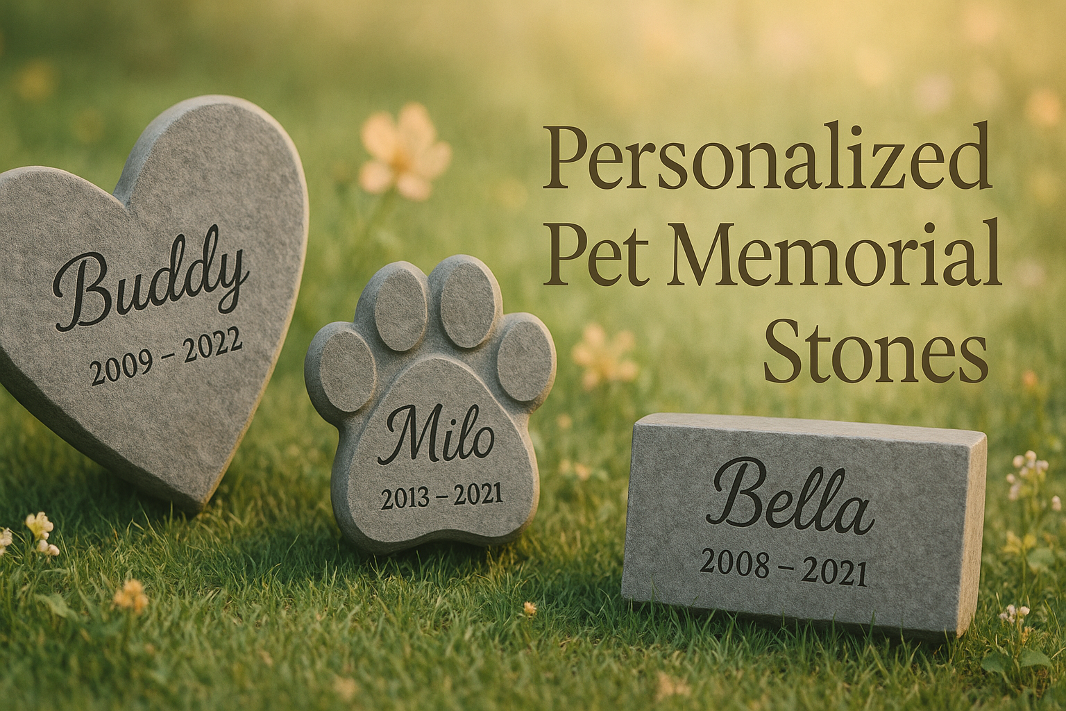 Create a banner for my website on the topic of Personalized Pet Memorial Stones.