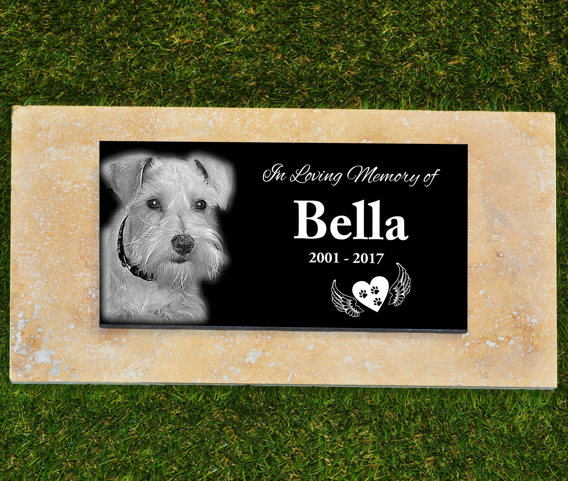 12x6 memorial Dog Tombstone, pet memorial with your dog/pet picture, graver marker, pet stone, dog headstone, ships for FREE within the US