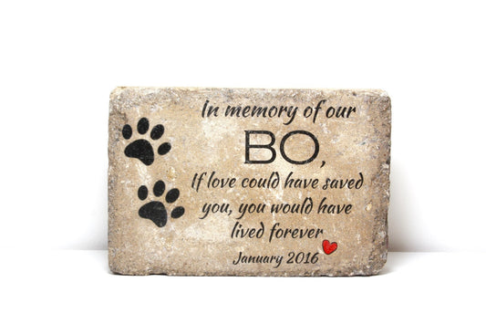 Pet Memorial Stone. 6x9 CUSTOM Burial Marker. Tumbled (Concrete) Paver Stone. Outdoor or Indoor Dog or Cat Memorial Stone. Pet Marker