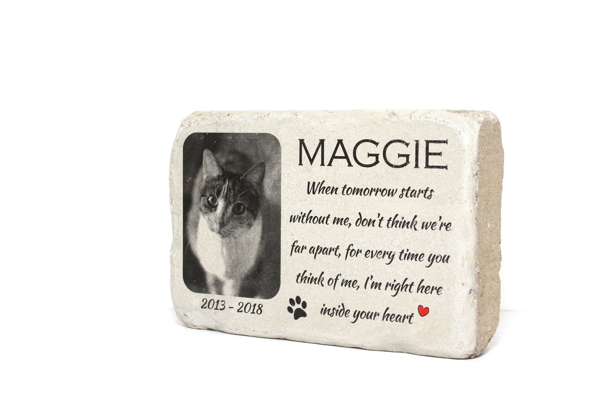 6x9 Pet Memorial Stone with Picture for Indoors or Out. PERSONALIZED Pet Memorial Gift. Concrete Pet Grave Marker. Custom Animal Memorial.