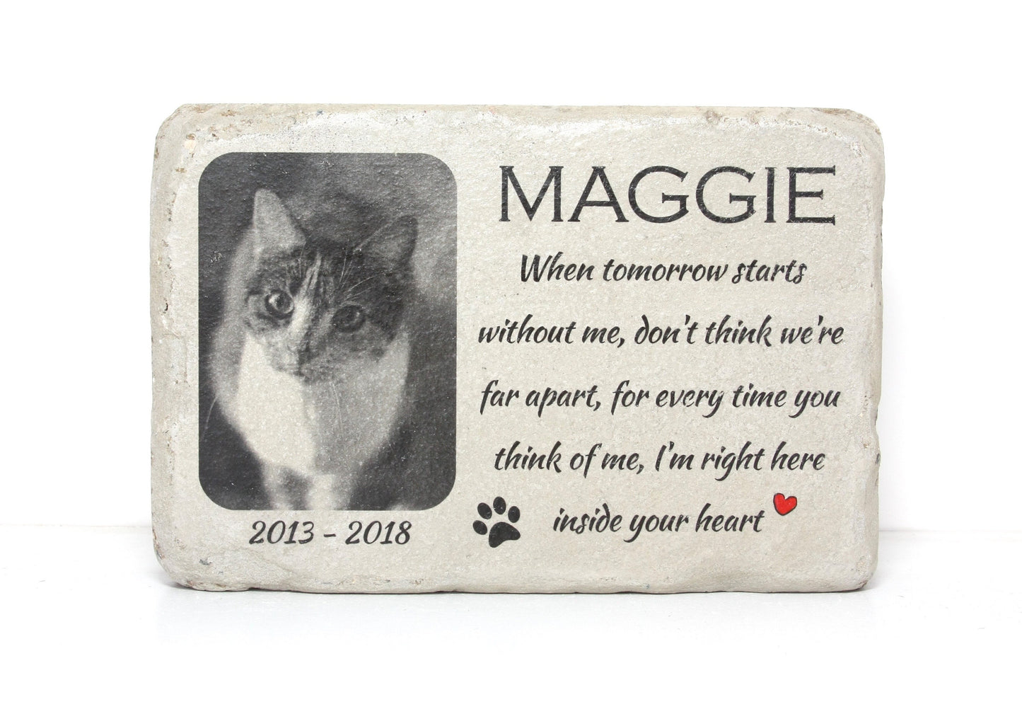 6x9 Pet Memorial Stone with Picture for Indoors or Out. PERSONALIZED Pet Memorial Gift. Concrete Pet Grave Marker. Custom Animal Memorial.