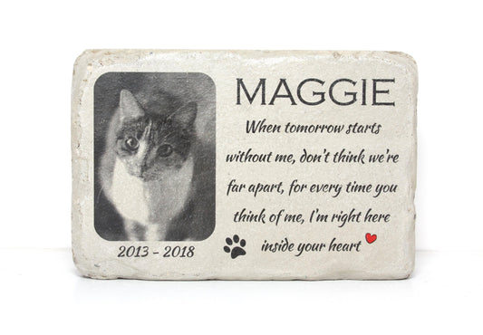 6x9 Pet Memorial Stone with Picture for Indoors or Out. PERSONALIZED Pet Memorial Gift. Concrete Pet Grave Marker. Custom Animal Memorial.