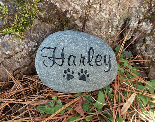 Pet Memorial Stone Cat or Dog 7 inch Personalized engraved medium river stone, pet gravestone, pet marker, pet remembrance stone, pet gift