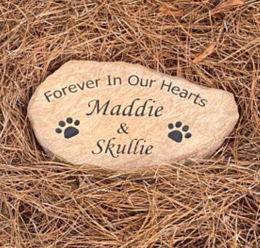 Custom Pet Memorial Stone – Personalized Grave Marker for Dog, Cat or Any Pet – Outdoor Headstone with Name and Dates