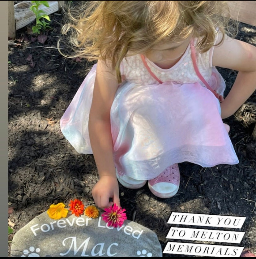 Custom Pet Memorial Stone – Personalized Grave Marker for Dog, Cat or Any Pet – Outdoor Headstone with Name and Dates