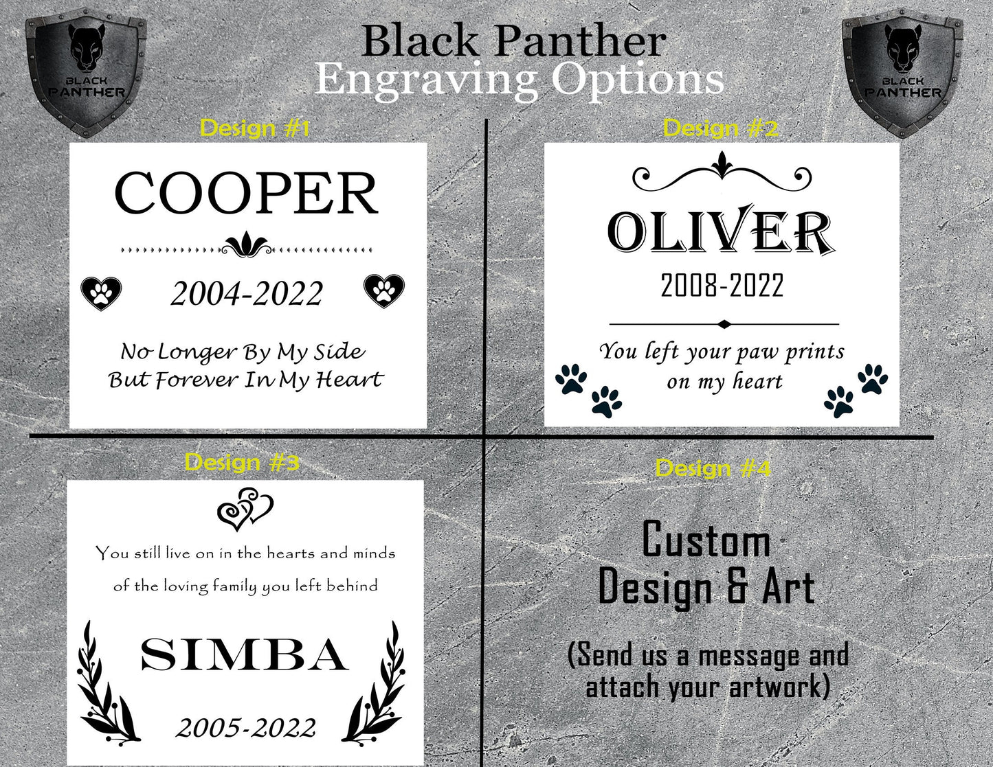 Custom Pet Memorial Stone Black Granite Personalized 6x12 12x12 12x18 12x24 Dog Memorial Pet Grave Marker for Dog Cat Horse Lizard Headstone