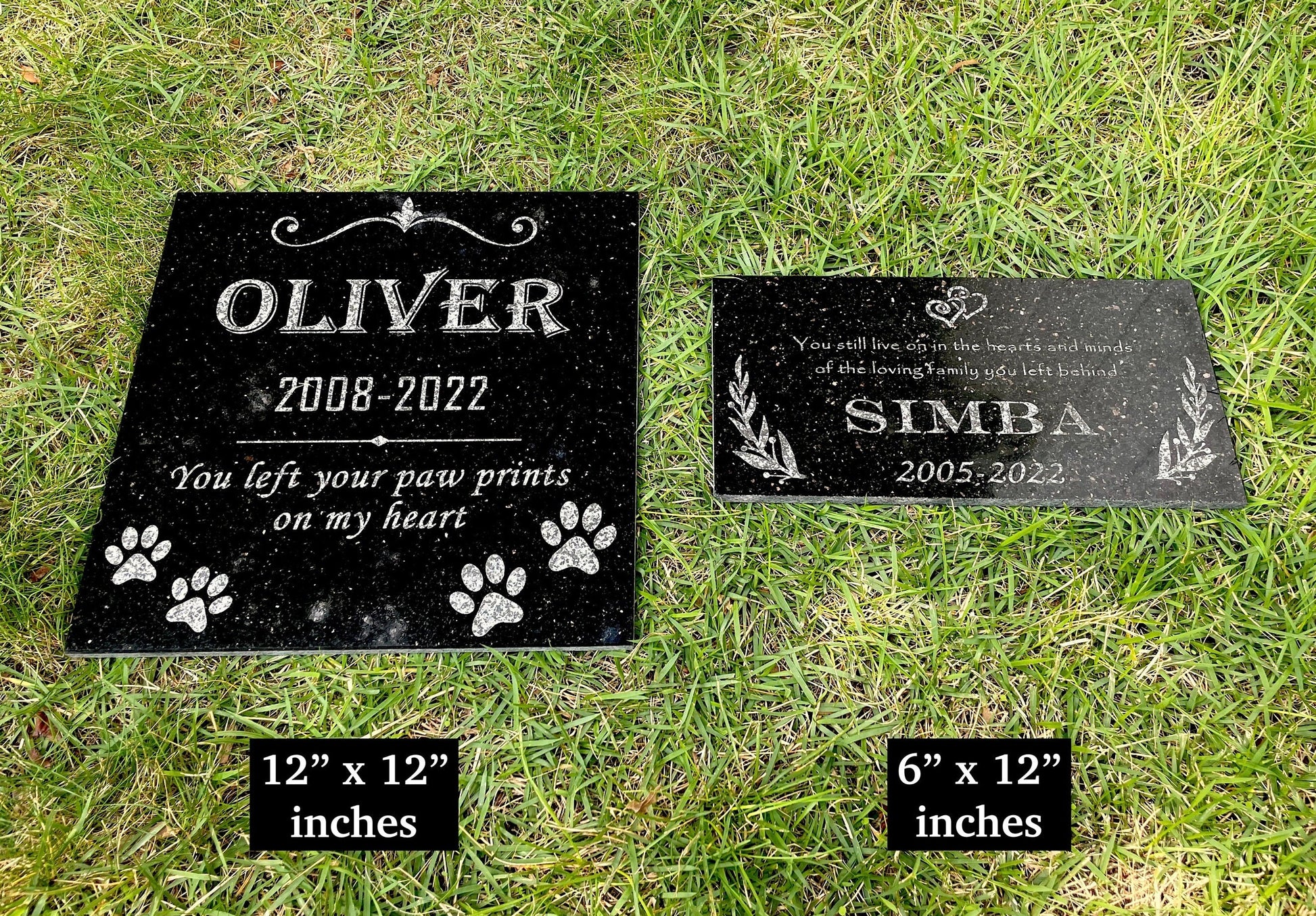 Custom Pet Memorial Stone Black Granite Personalized 6x12 12x12 12x18 12x24 Dog Memorial Pet Grave Marker for Dog Cat Horse Lizard Headstone