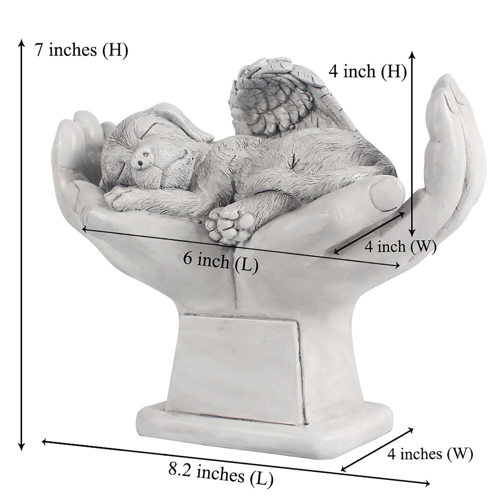 Personalized Dog Pet Grave Markers Memorial Angel Statue Stone, Dog Pet Headstone Garden Stone，in Loving Memory of Pet Lost Gift, 7 Inch(H)