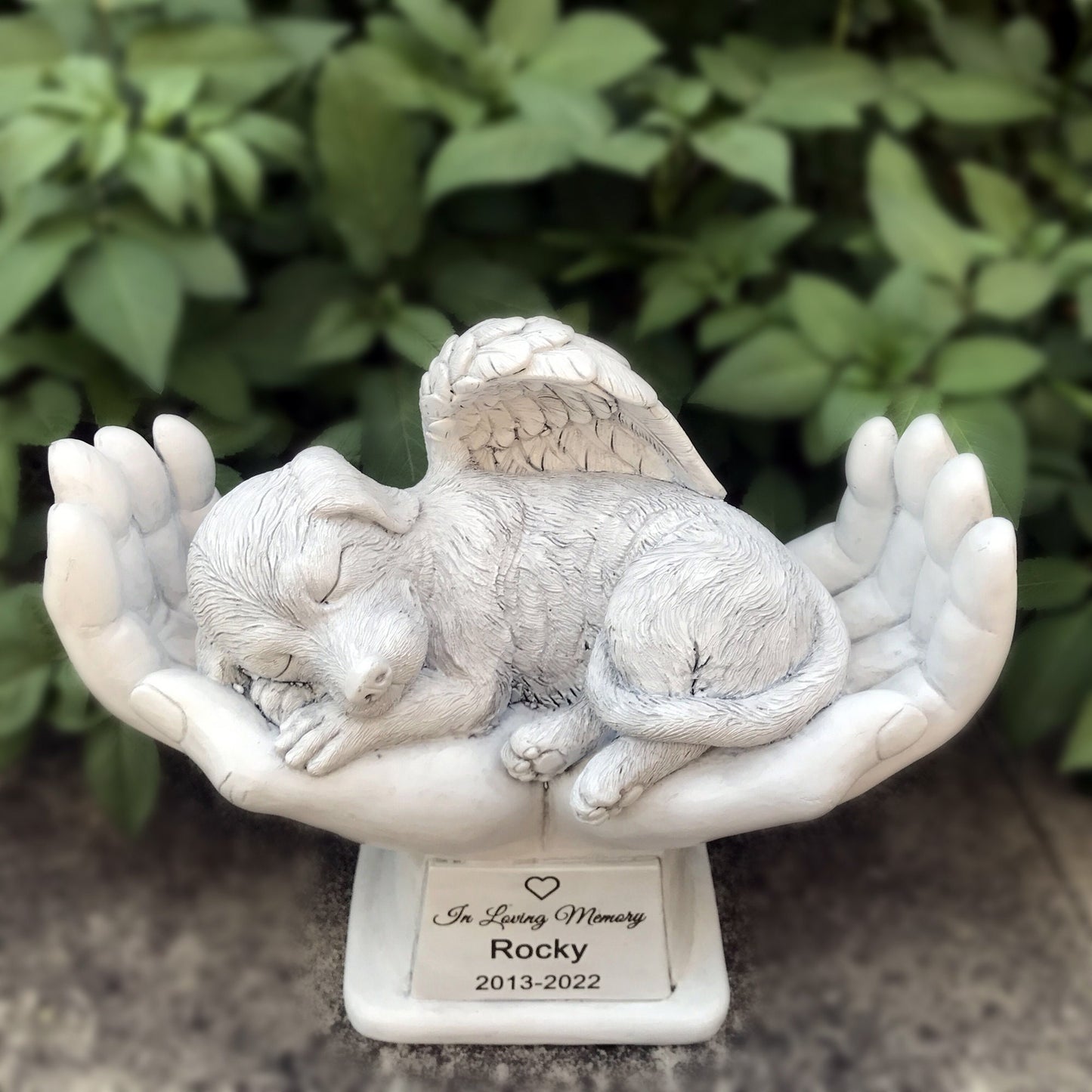 Personalized Dog Pet Grave Markers Memorial Angel Statue Stone, Dog Pet Headstone Garden Stone，in Loving Memory of Pet Lost Gift, 7 Inch(H)