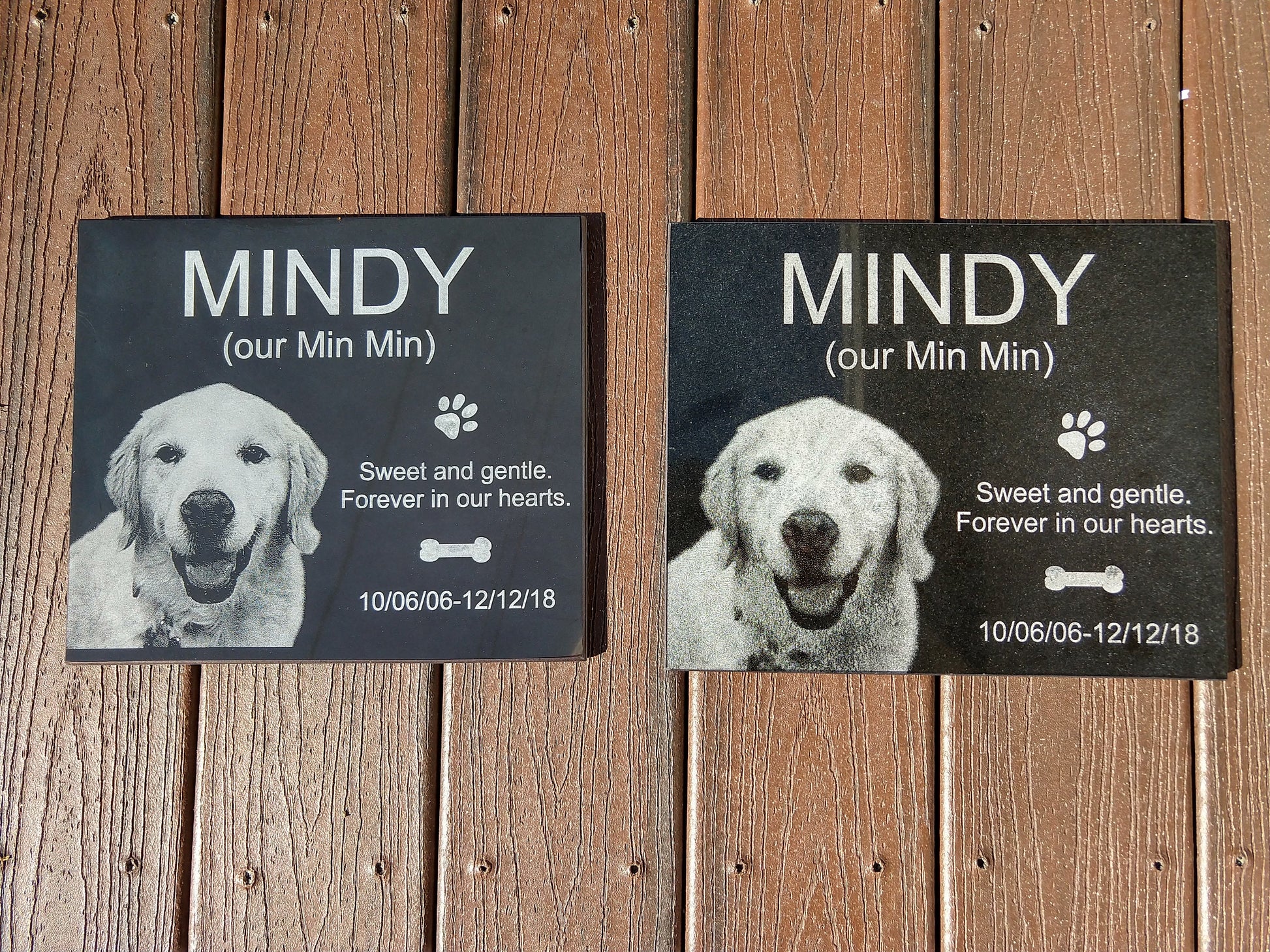 12x6 memorial Dog Tombstone, pet memorial with your dog/pet picture, graver marker, pet stone, dog headstone, ships for FREE within the US