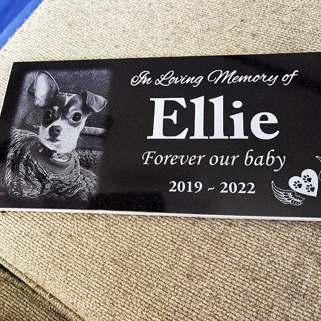 12x6 memorial Dog Tombstone, pet memorial with your dog/pet picture, graver marker, pet stone, dog headstone, ships for FREE within the US