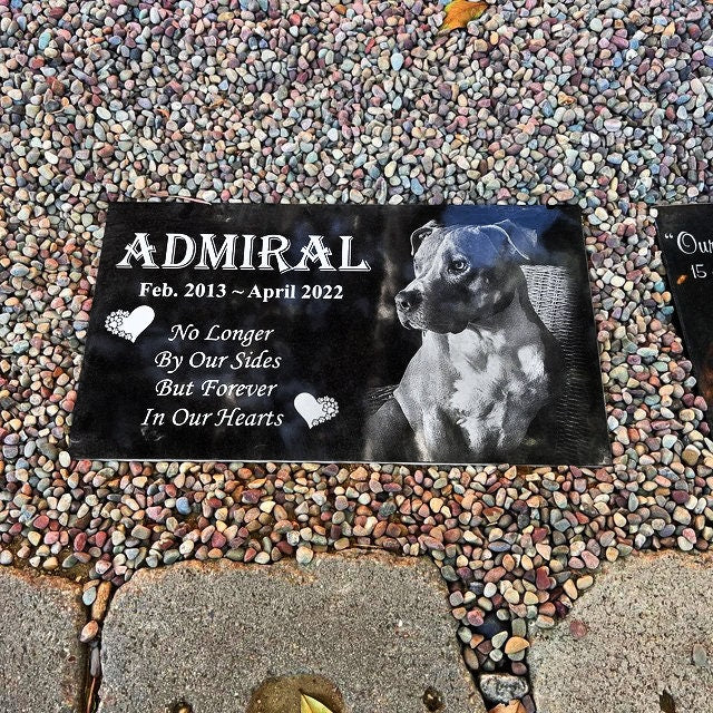 12x6 memorial Dog Tombstone, pet memorial with your dog/pet picture, graver marker, pet stone, dog headstone, ships for FREE within the US