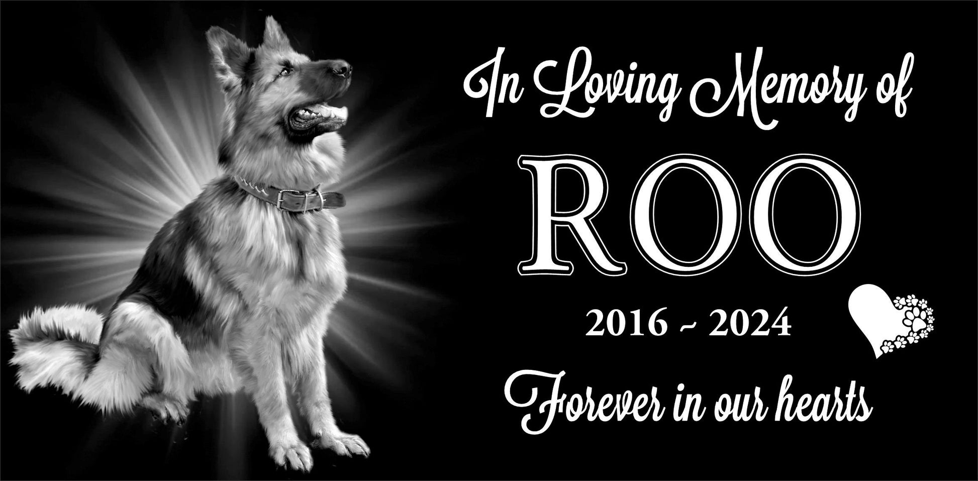 12x6 memorial Dog Tombstone, pet memorial with your dog/pet picture, graver marker, pet stone, dog headstone, ships for FREE within the US