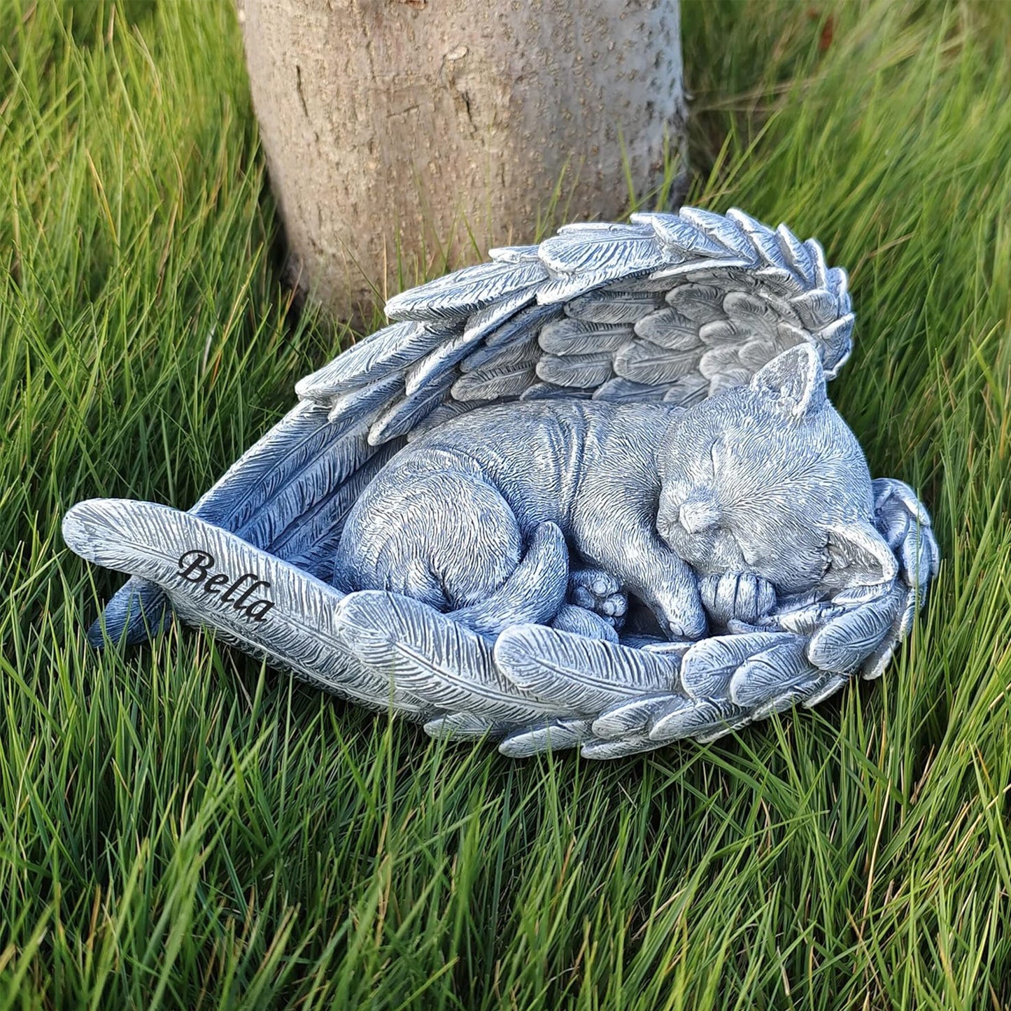 Personalized Angel Cat Memorial Stone, Loss of Cat Memorial Gift, Angel Cat Grave Markers with Name, Cat Headstone Tombstones Garden Stone