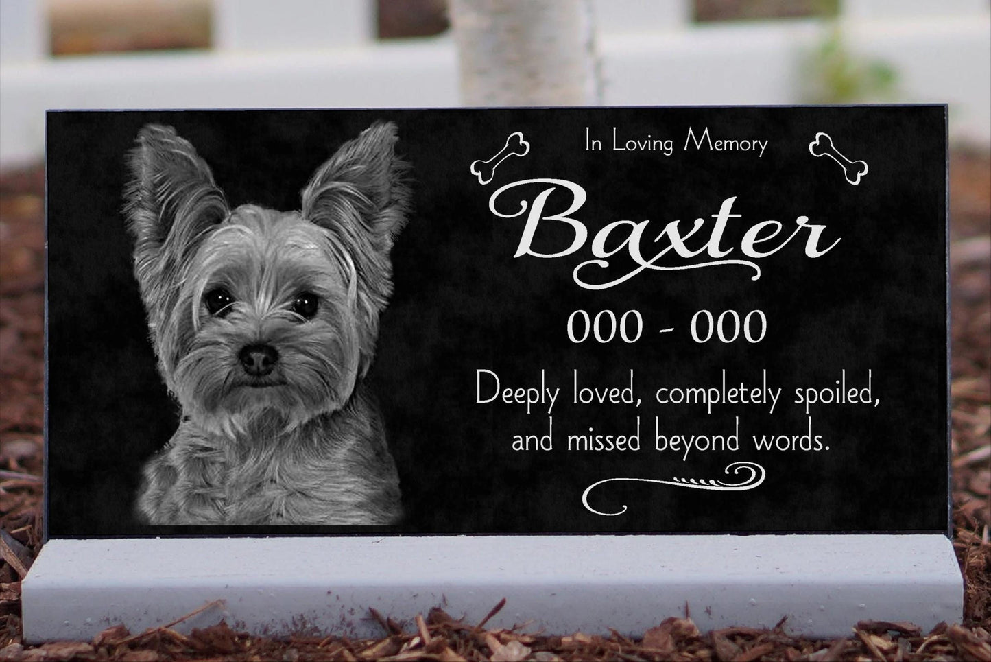 Pet Loss Memorial Stone with Custom Photo Engraved Granite Upright Dog Tombstone Grave Marker Outdoor Memorial Plaque