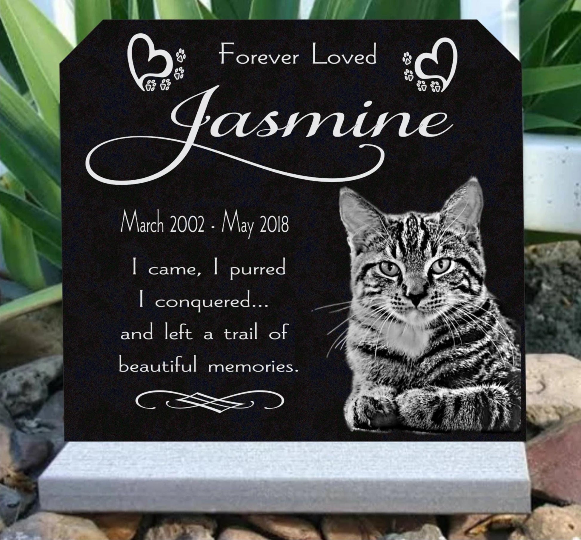 Pet Loss Memorial Stone with Custom Photo Engraved Granite Upright Dog Tombstone Grave Marker Outdoor Memorial Plaque