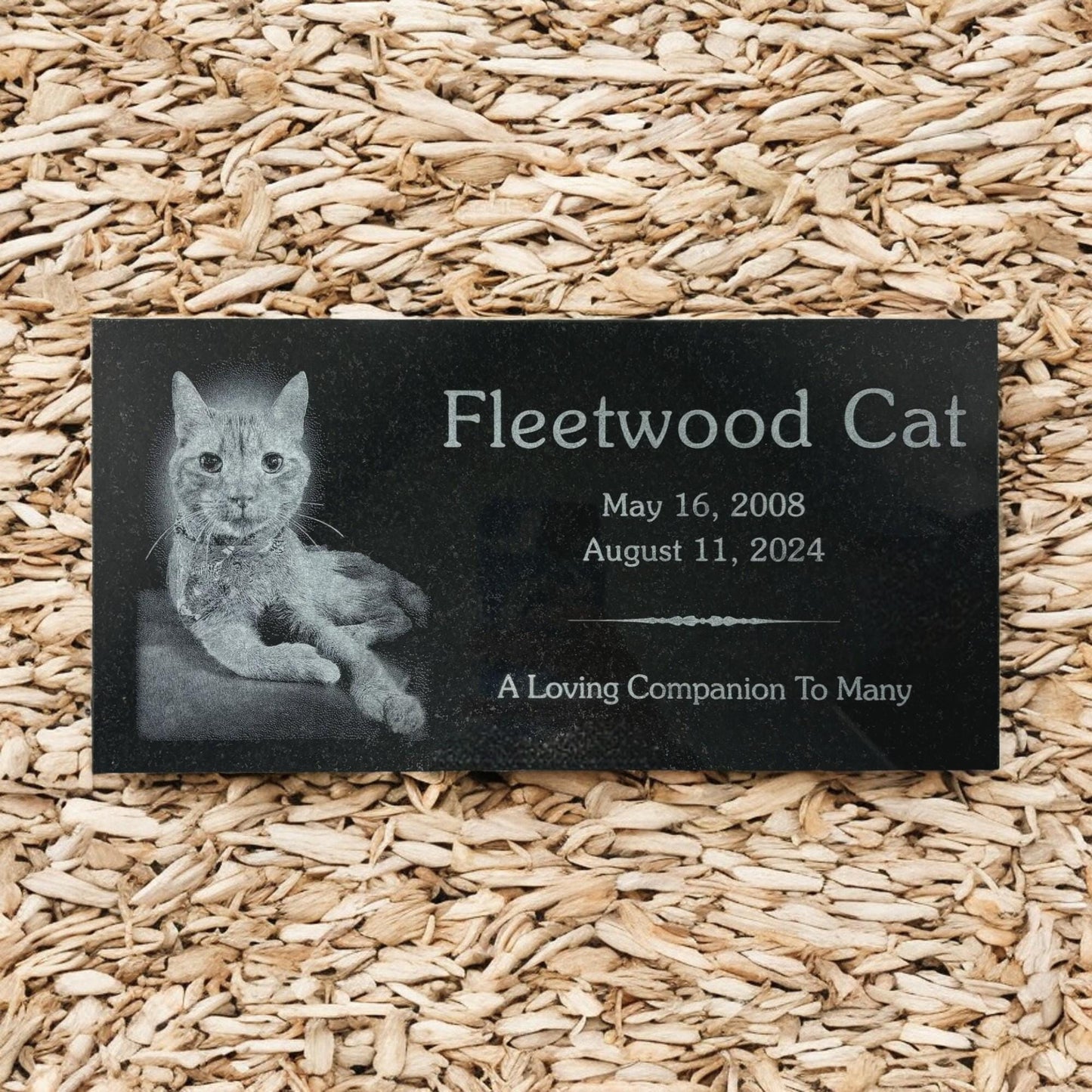 Pet Photo Black Granite Memorial Marker - Custom Laser Engraved