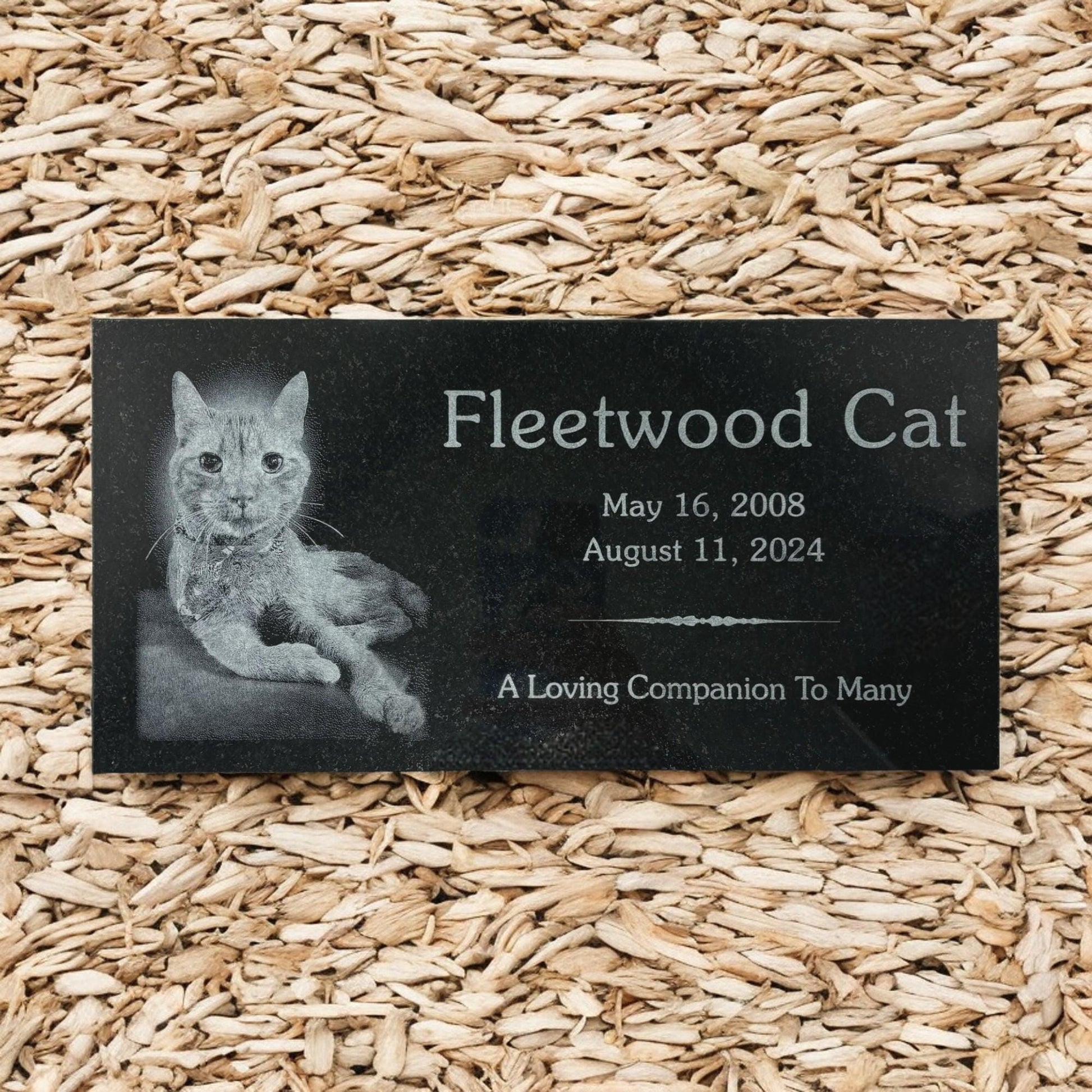 Pet Photo Black Granite Memorial Marker - Custom Laser Engraved