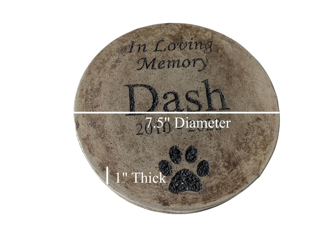 Custom Engraved Pet Memorial Stone 7.5" Diameter 'In Loving Memory'