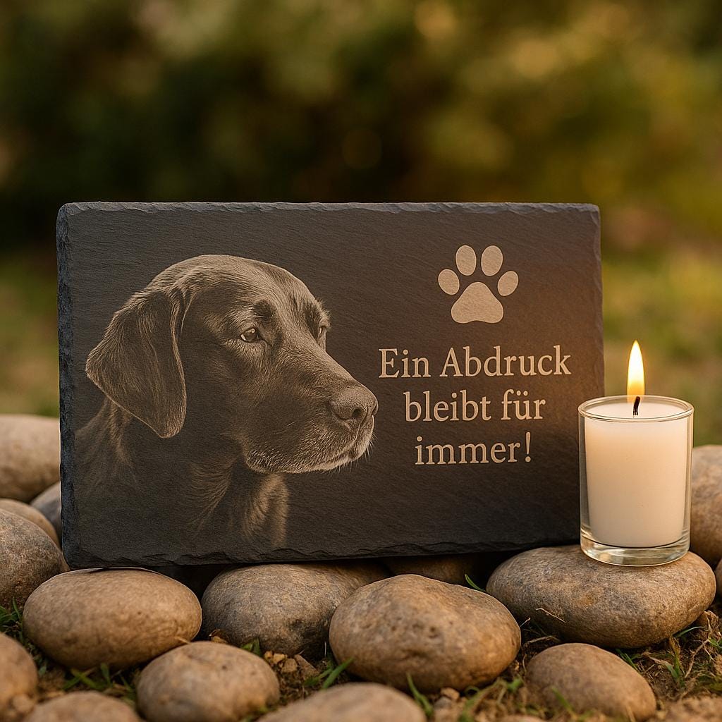 Personalized pet memorial stone with photo and text – slate tombstone, individual pet memorial plaque, rainbow bridge