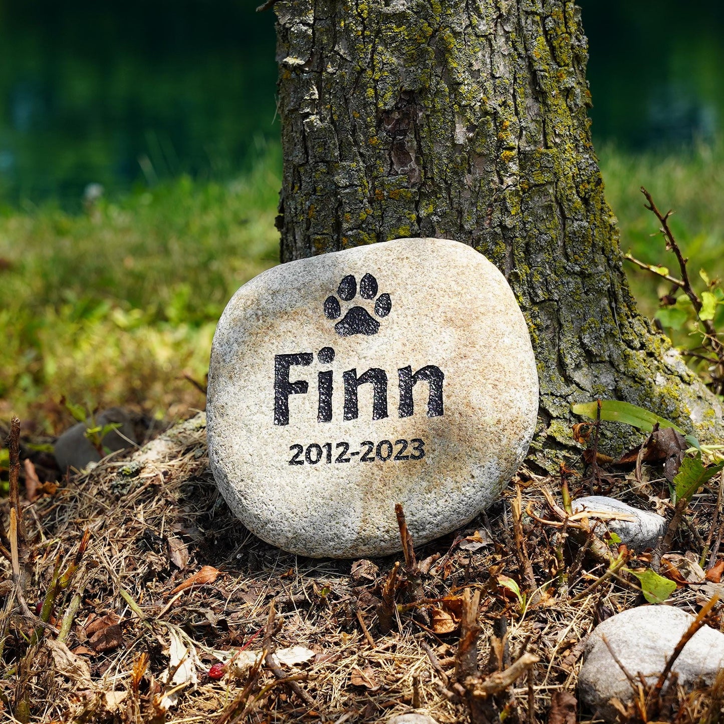 Personalized Pet Memorial Stone – Custom River Rock - Dog or Cat Grave Marker | 4 Designs & 4 Sizes | Engraved Outdoor Pet Tribute S/M/LG/XL