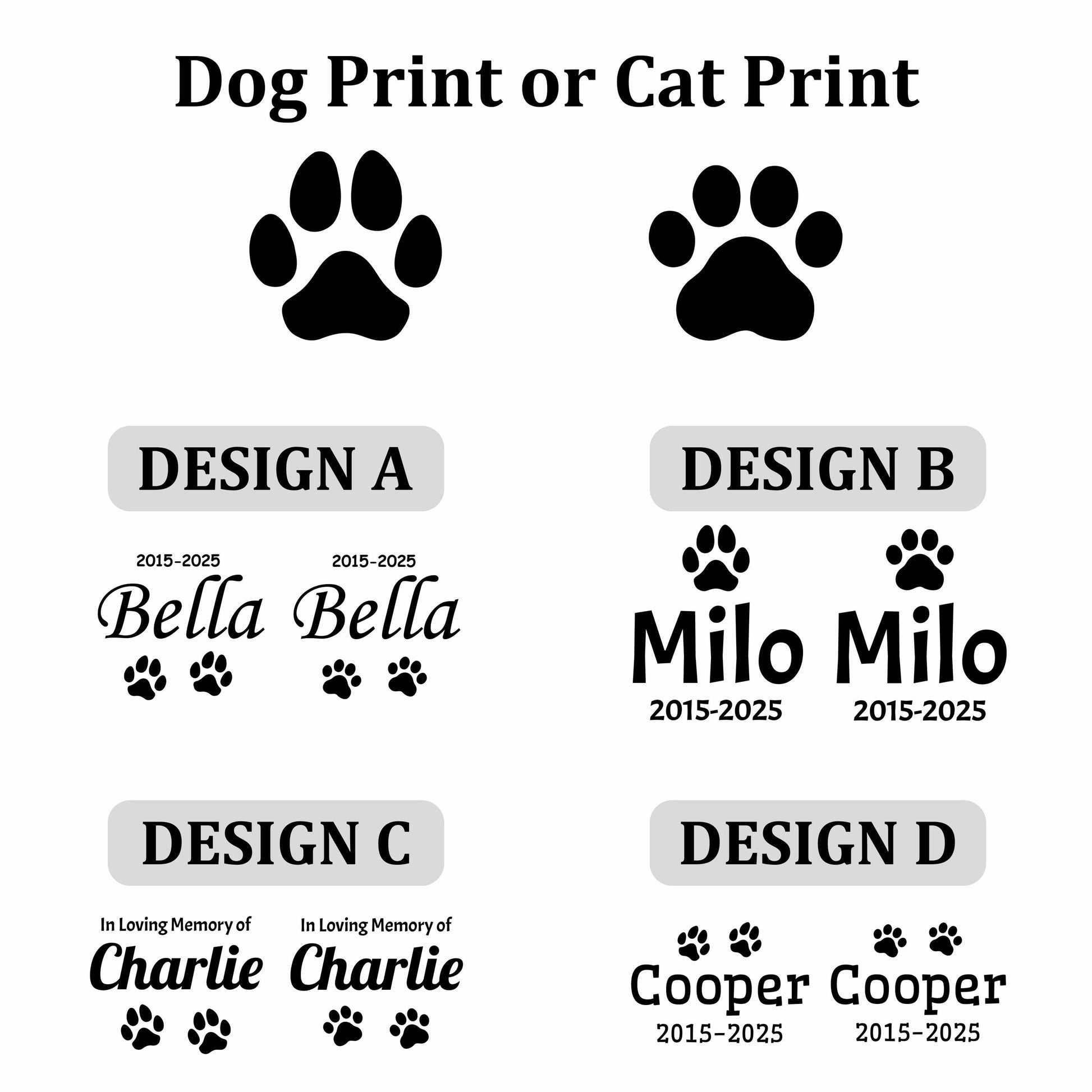 Personalized Pet Memorial Stone – Custom River Rock - Dog or Cat Grave Marker | 4 Designs & 4 Sizes | Engraved Outdoor Pet Tribute S/M/LG/XL
