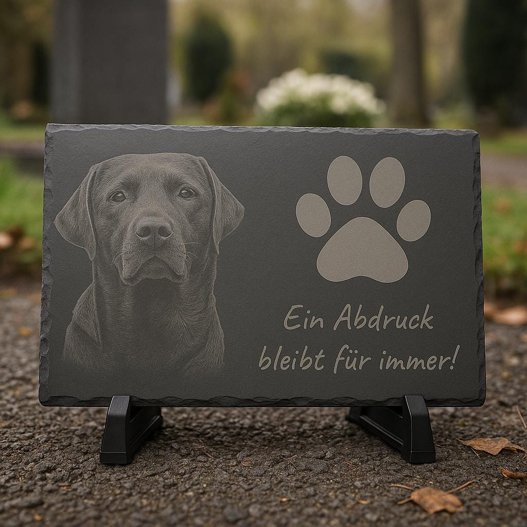 Personalized pet memorial stone with photo and text – slate tombstone, individual pet memorial plaque, rainbow bridge